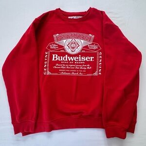 Budweiser Red Crewneck Sweatshirt with White Logo - Men